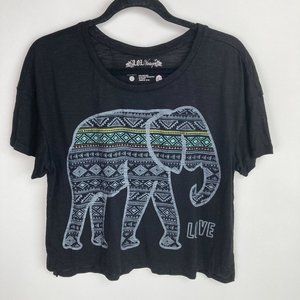 L. O L. Vintage Elephant Print Cropped Tee Shirt XL